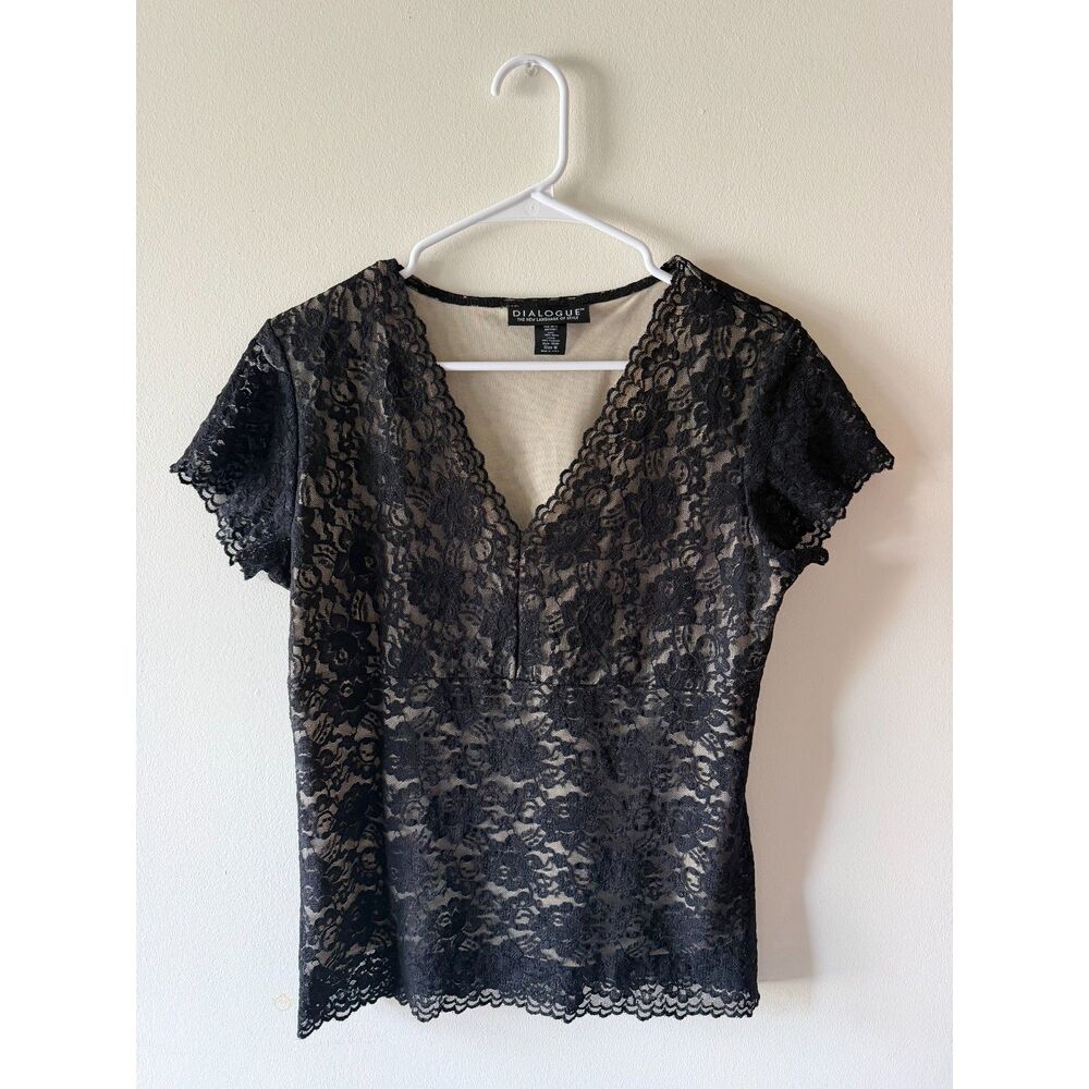 Black Lace Short Sleeve Top